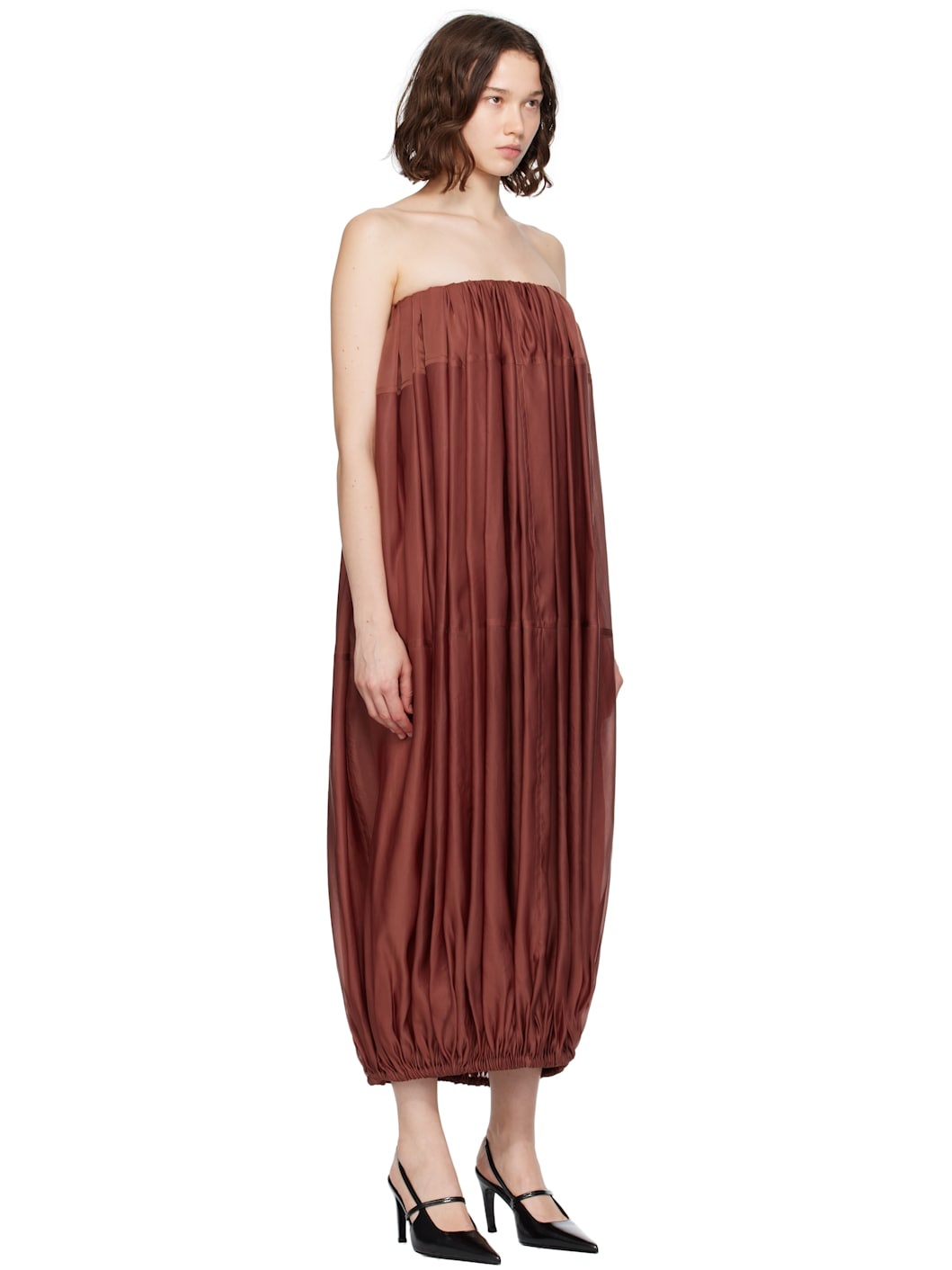 Burgundy Voluminous Bustier Maxi Dress - 2