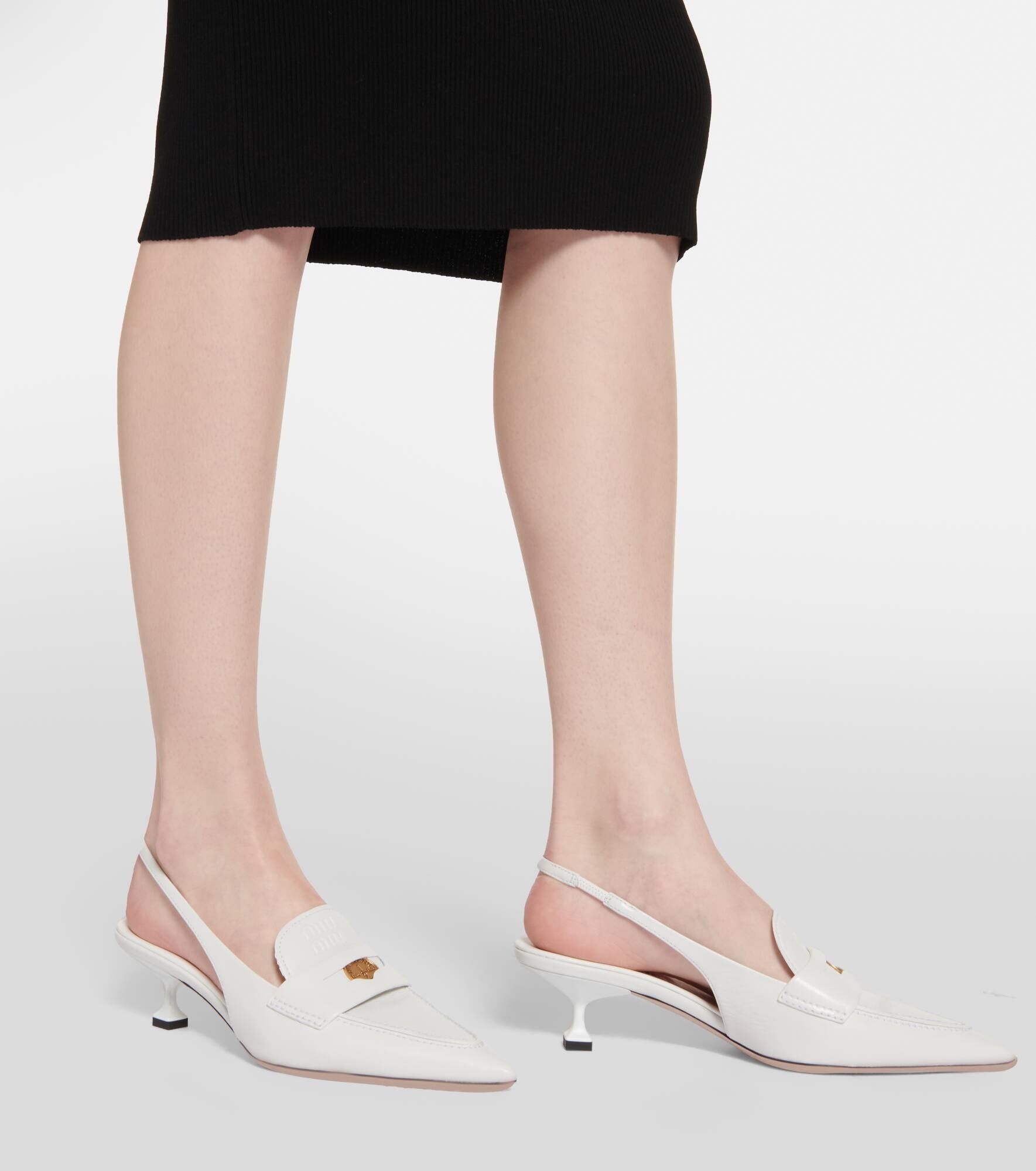 Leather slingback penny loafers - 4