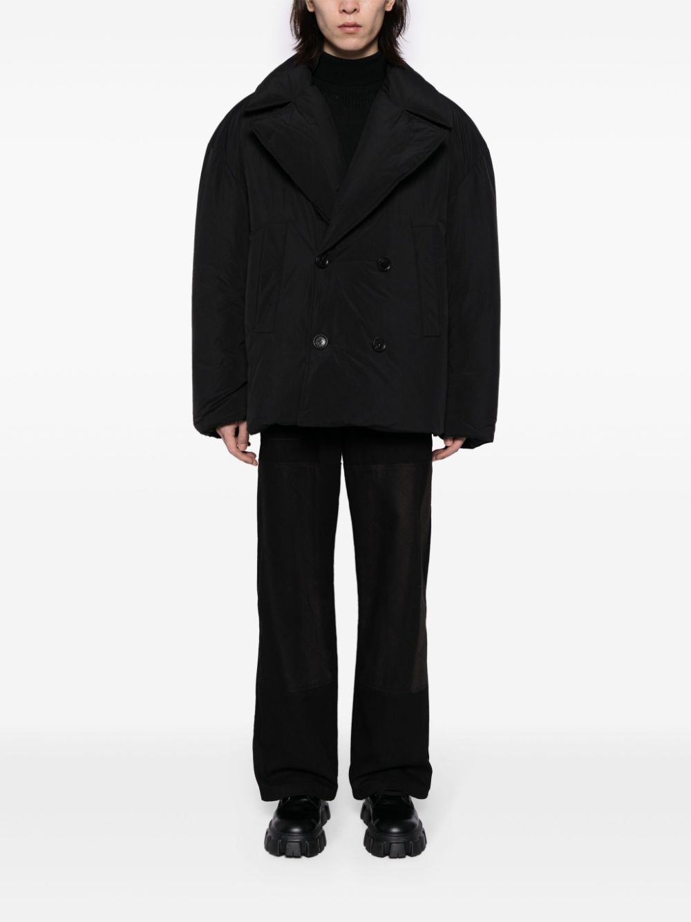 notched-lapels padded jacket - 2