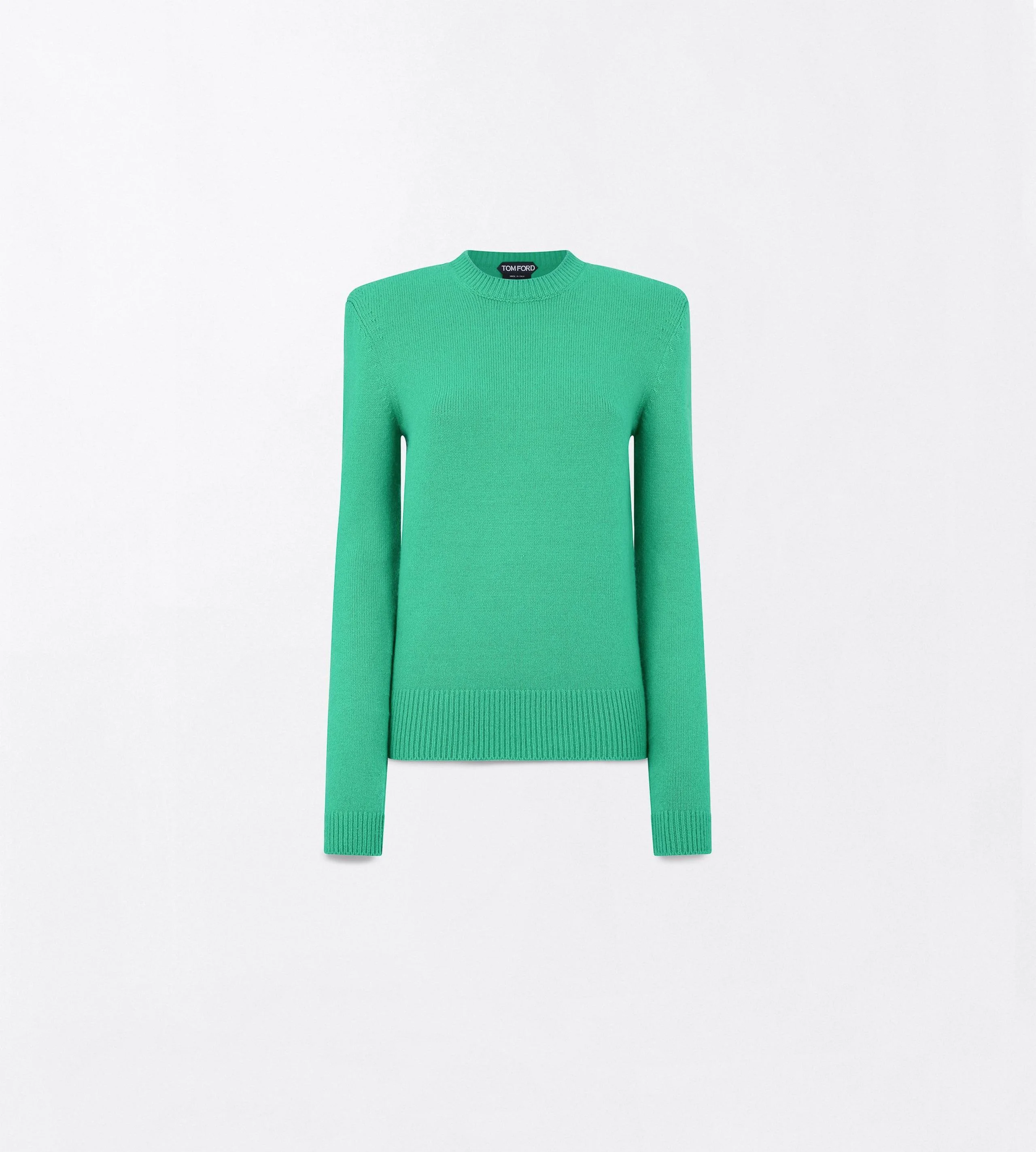 COTTON CASHMERE CREWNECK KNIT WITH STRUCTURED SHOULDERS - 1