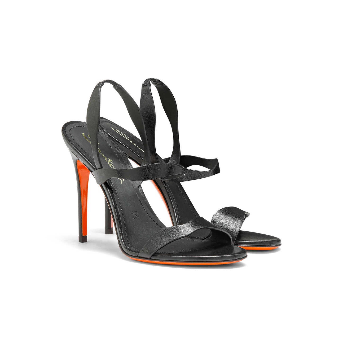 Women's black leather high-heel sandal - 2