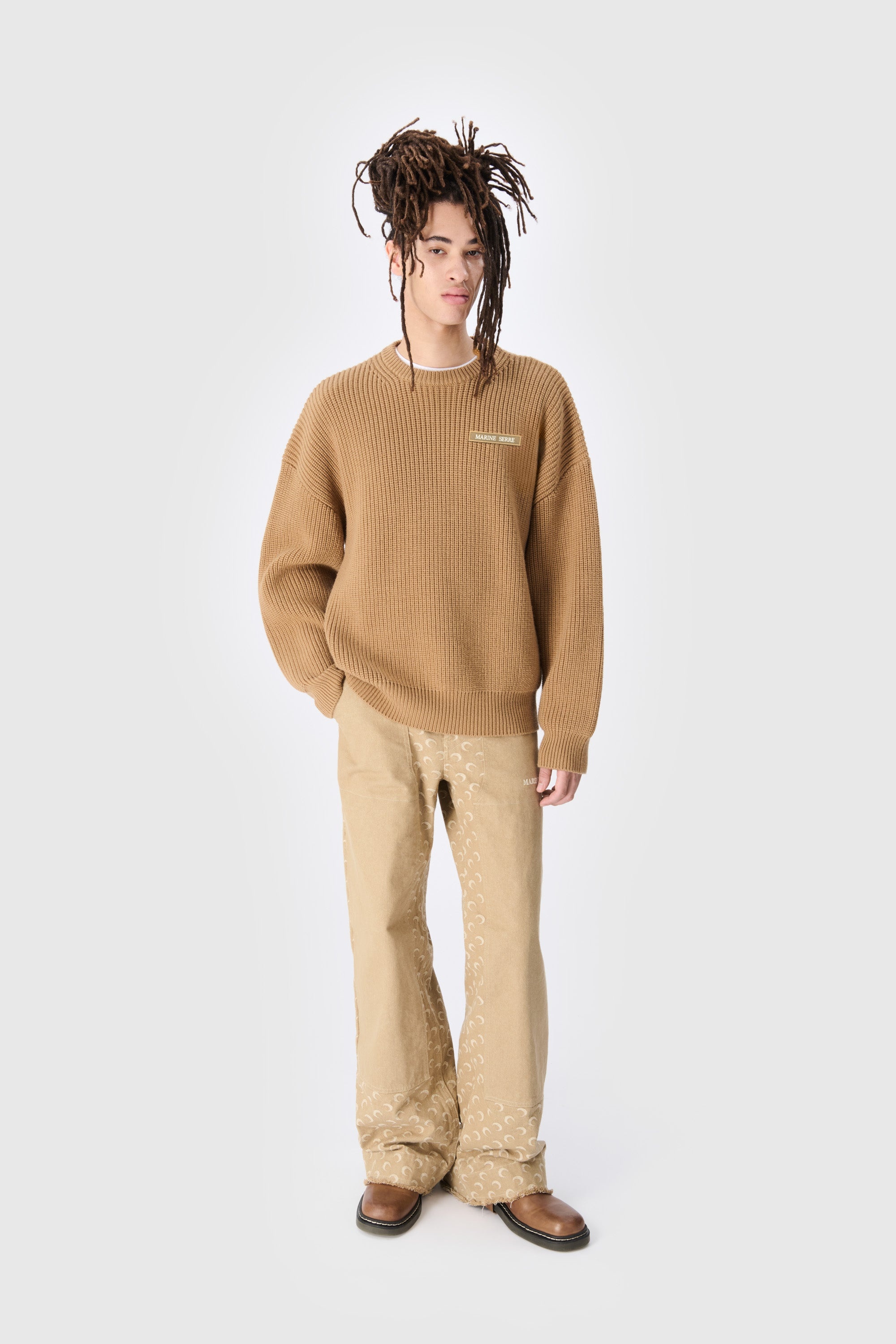 MS Half Cardigan Knit Crewneck Sweater - 5