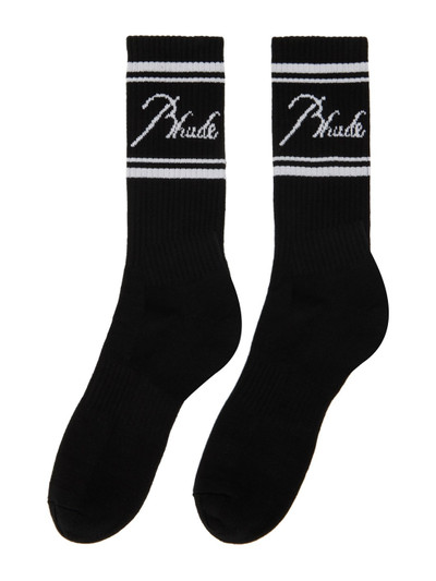 Rhude Black Script Logo Socks outlook
