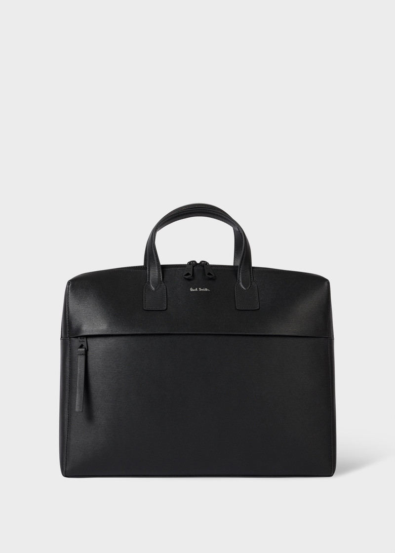 Black Embossed Leather Slim Folio 1