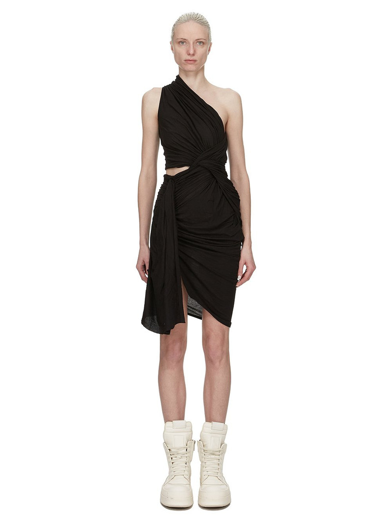 Black Hollywood Cotton Gauze Jersey Fog Minidress - 1