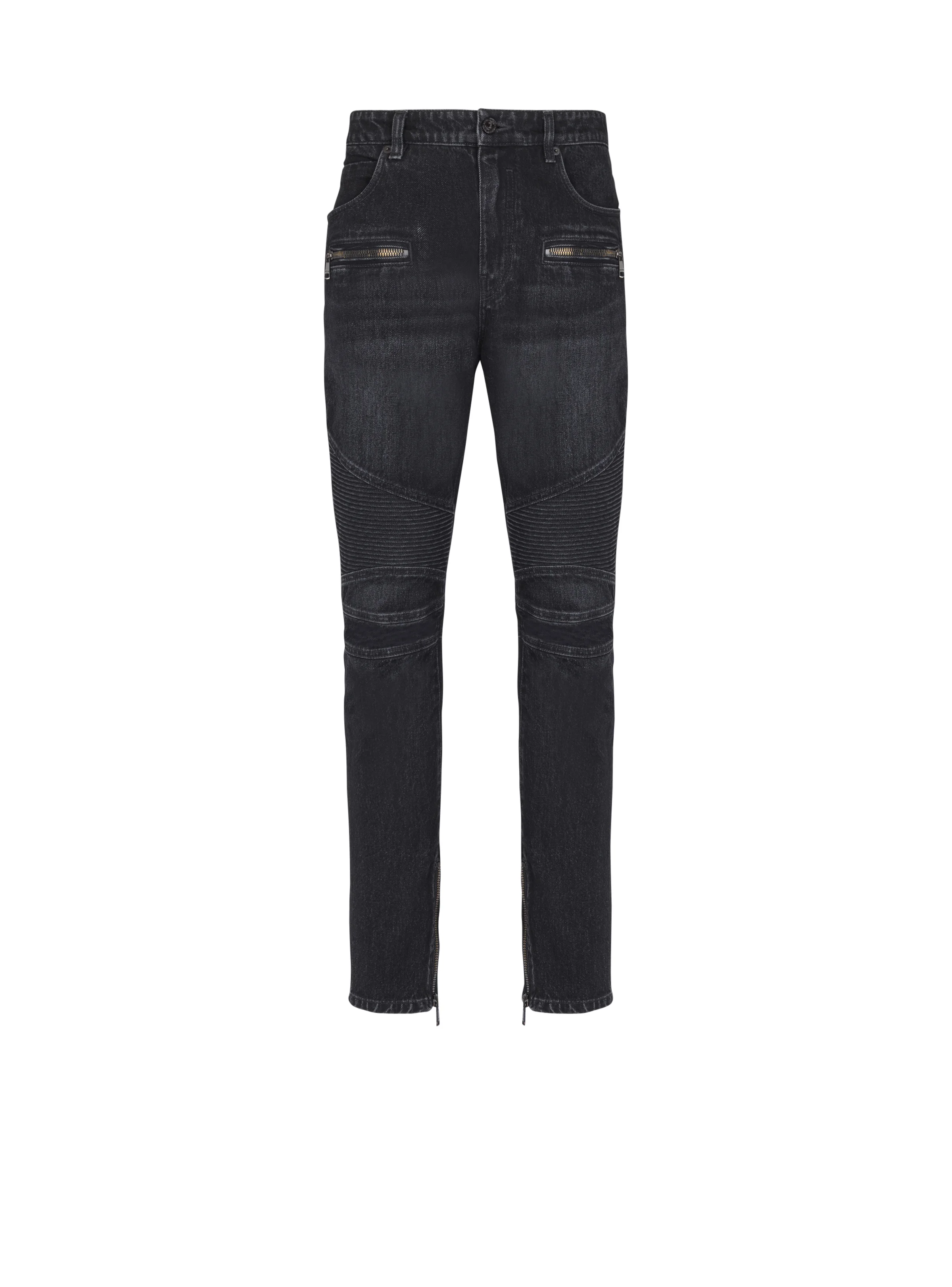 Biker jeans in black vintage denim - 1