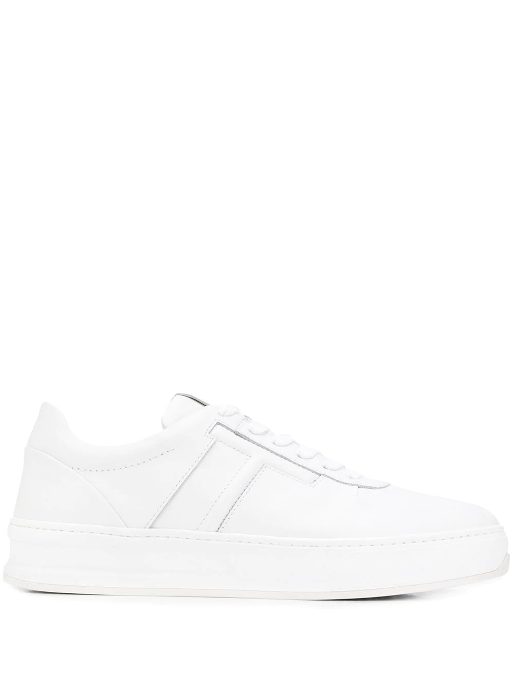 stitched T lace-up sneakers - 1