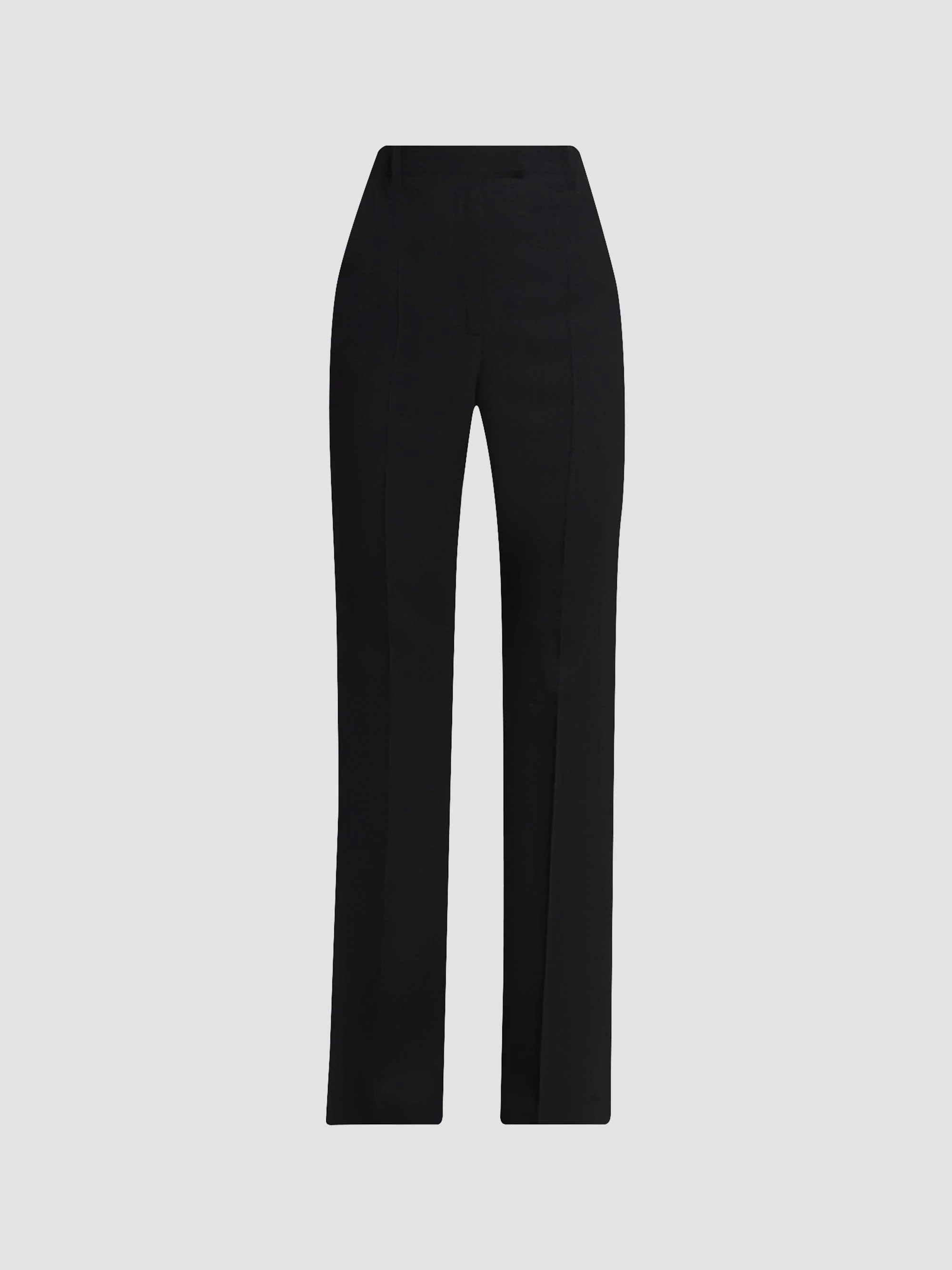 Women's Wool Straight-Leg Trousers - Black - 1