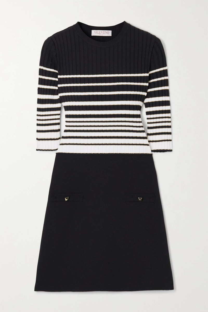 Metallic striped ribbed-knit mini dress 1