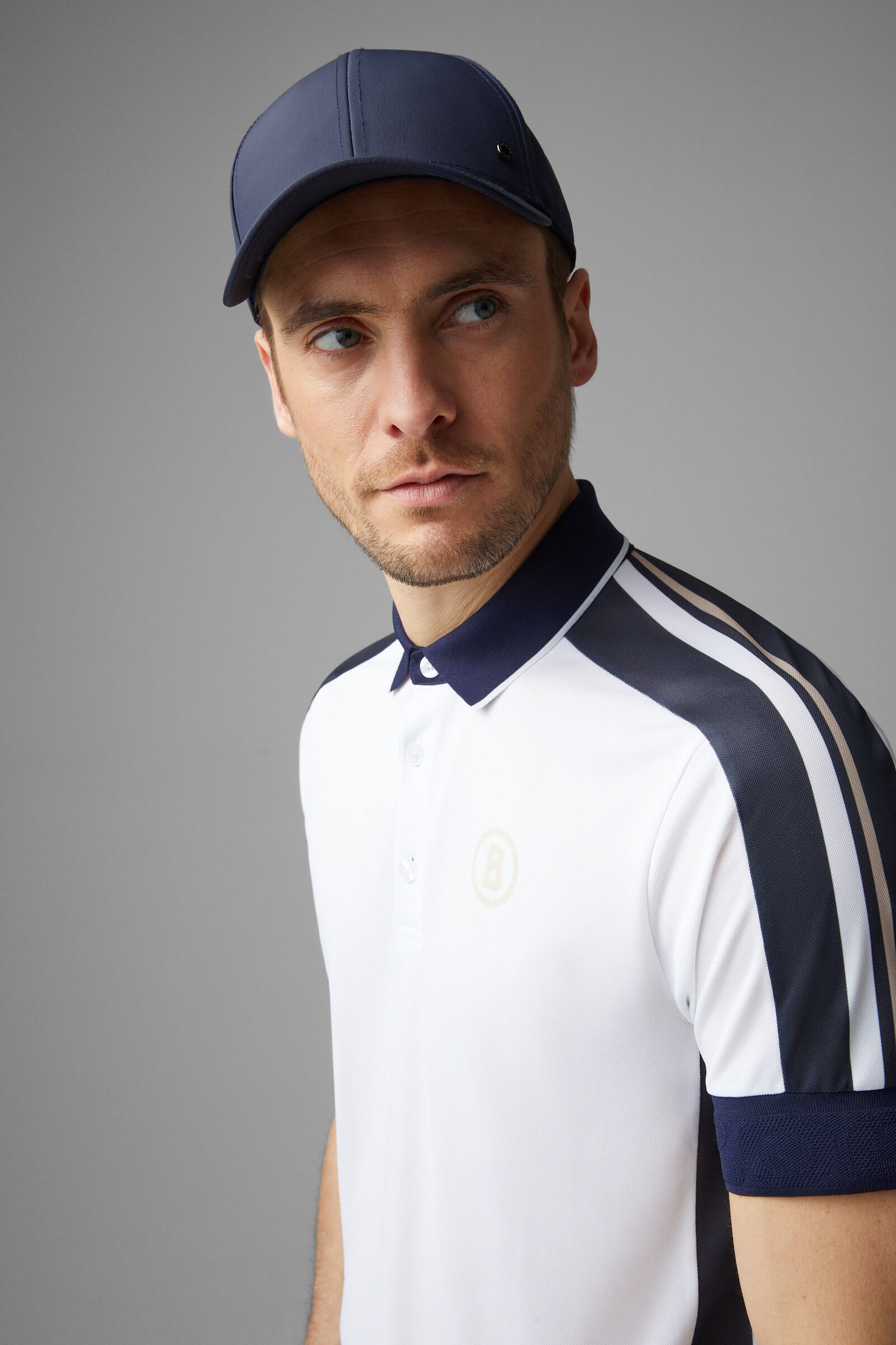 Claudius Functional polo shirt in White/Navy blue - 5