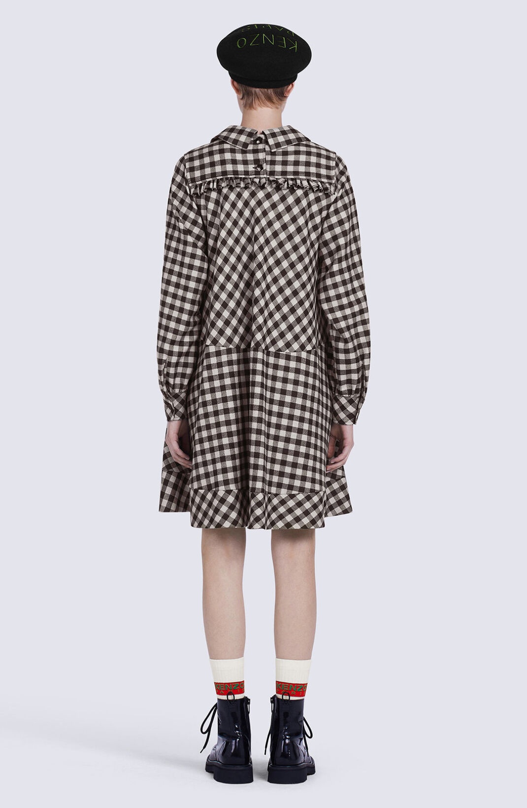 Flared gingham wool dress - 3