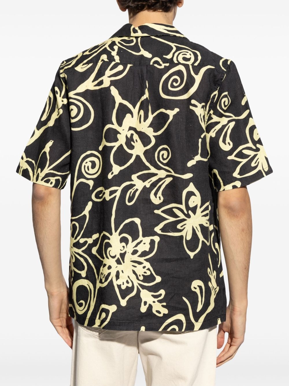 floral-print linen shirt - 4
