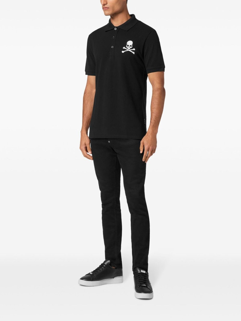 PHILIPP PLEIN skull-embroidered cotton polo shirt outlook