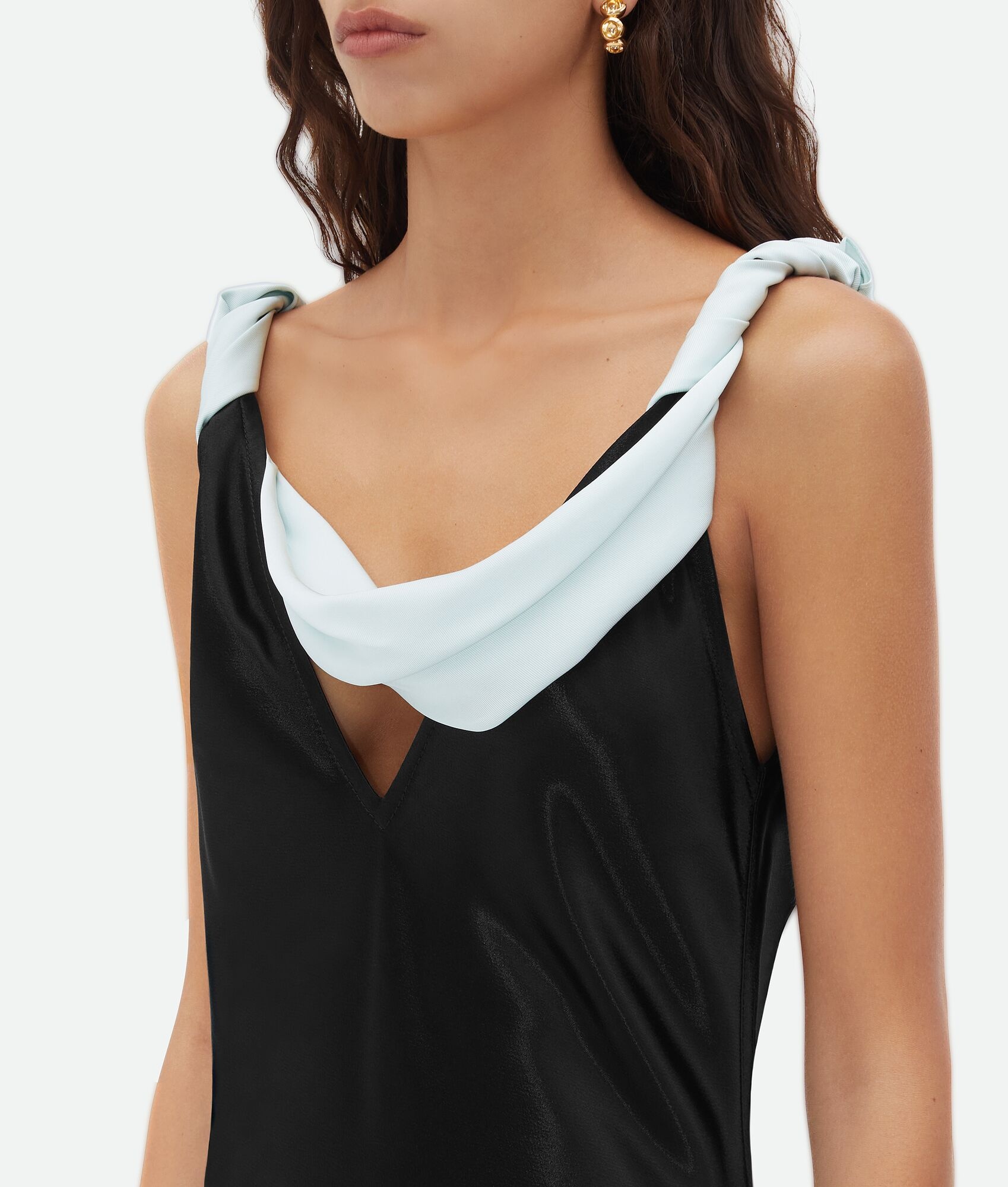 Textured Satin Long Dress - 4