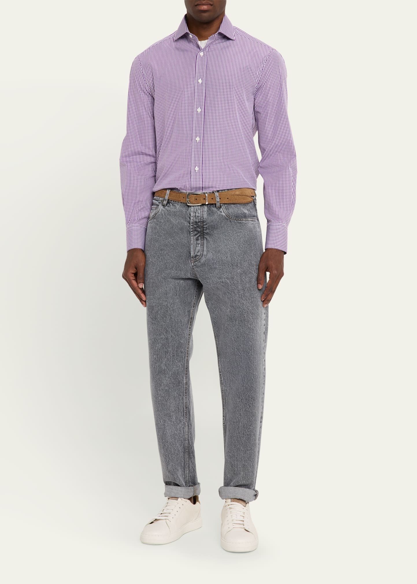 Men's Gingham Check Long-Sleeve Shirt - 2