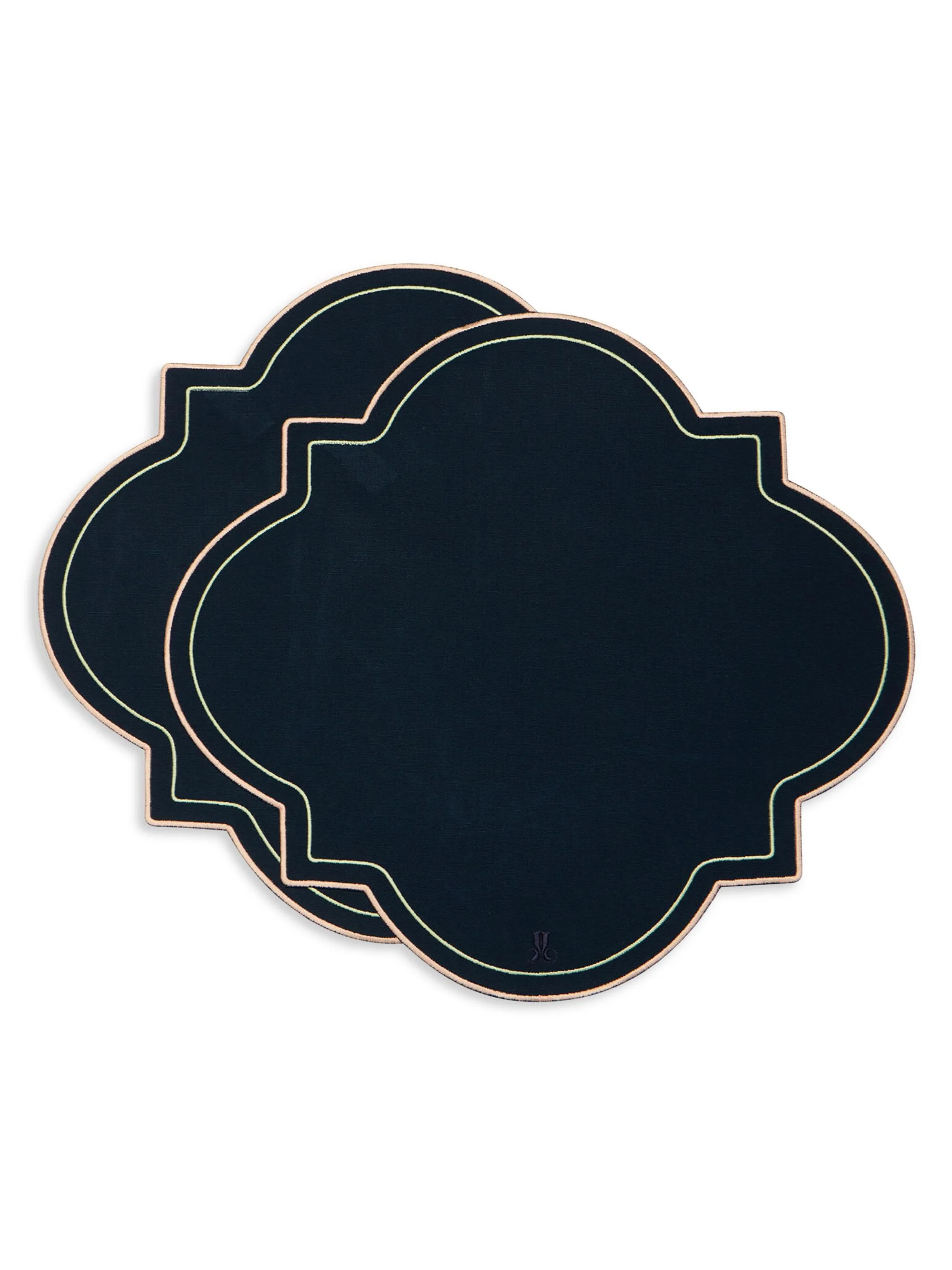 Medallion Placemats Set of 2 - Solid Navy - 1