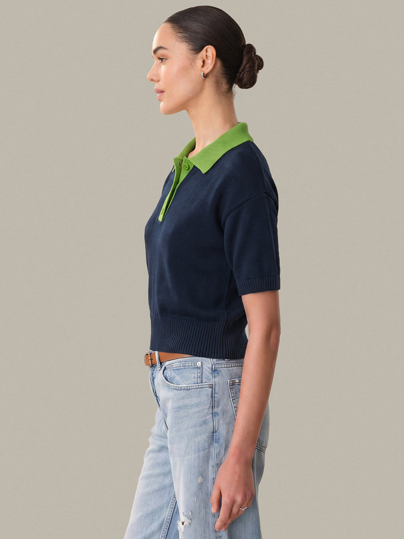 525 america Mika: 100% Cotton Contrast Collar Polo outlook