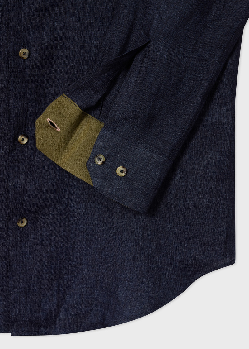 Paul Smith Slim-Fit Navy Blue Linen Shirt outlook