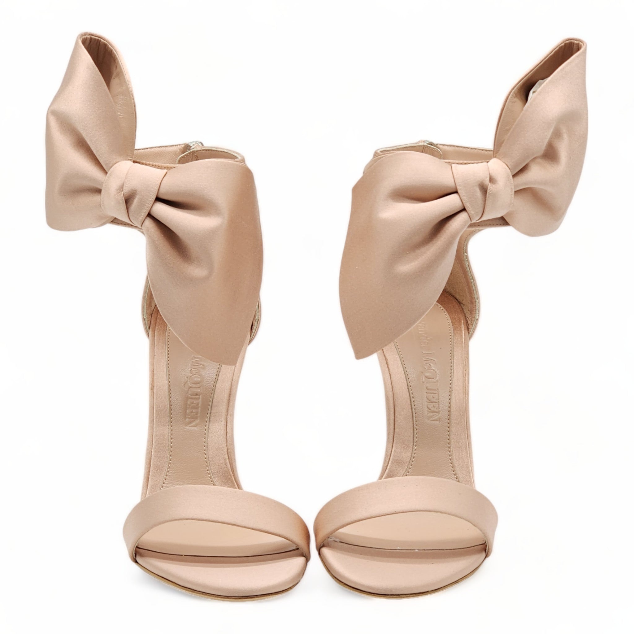 Alexander McQueen Pin Heel Bow Pumps - Satin - Nude - 4