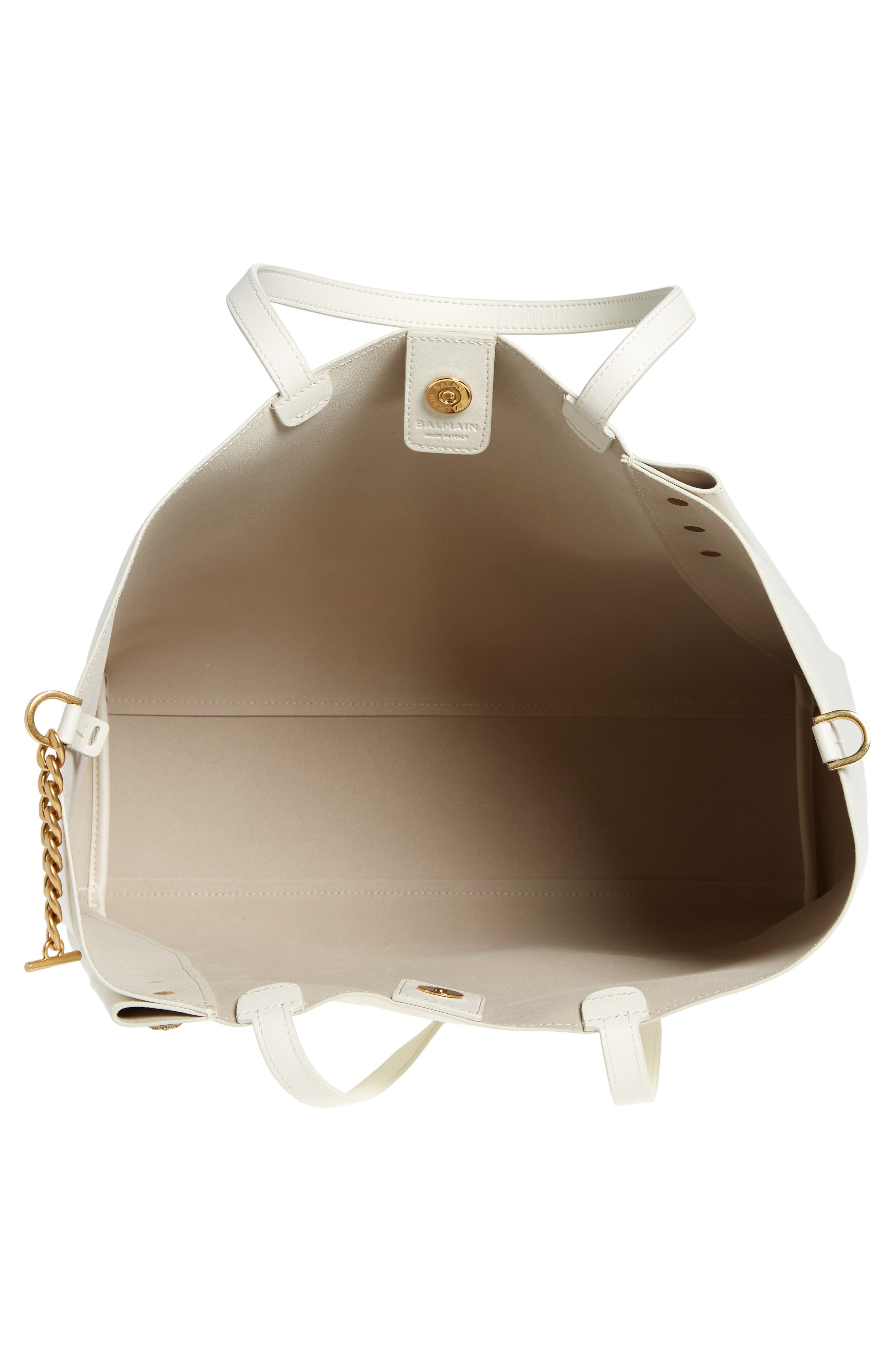 Emblem Crest Button Calfskin Shopper - 5