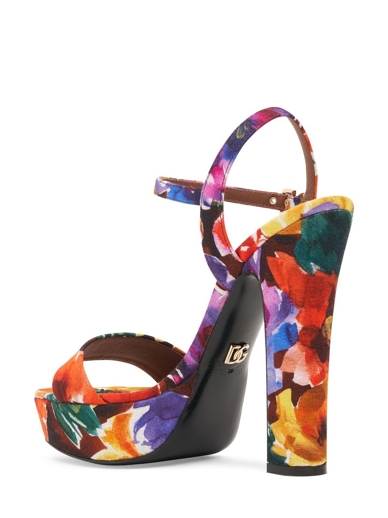 105mm Printed canvas platform sandals - 3