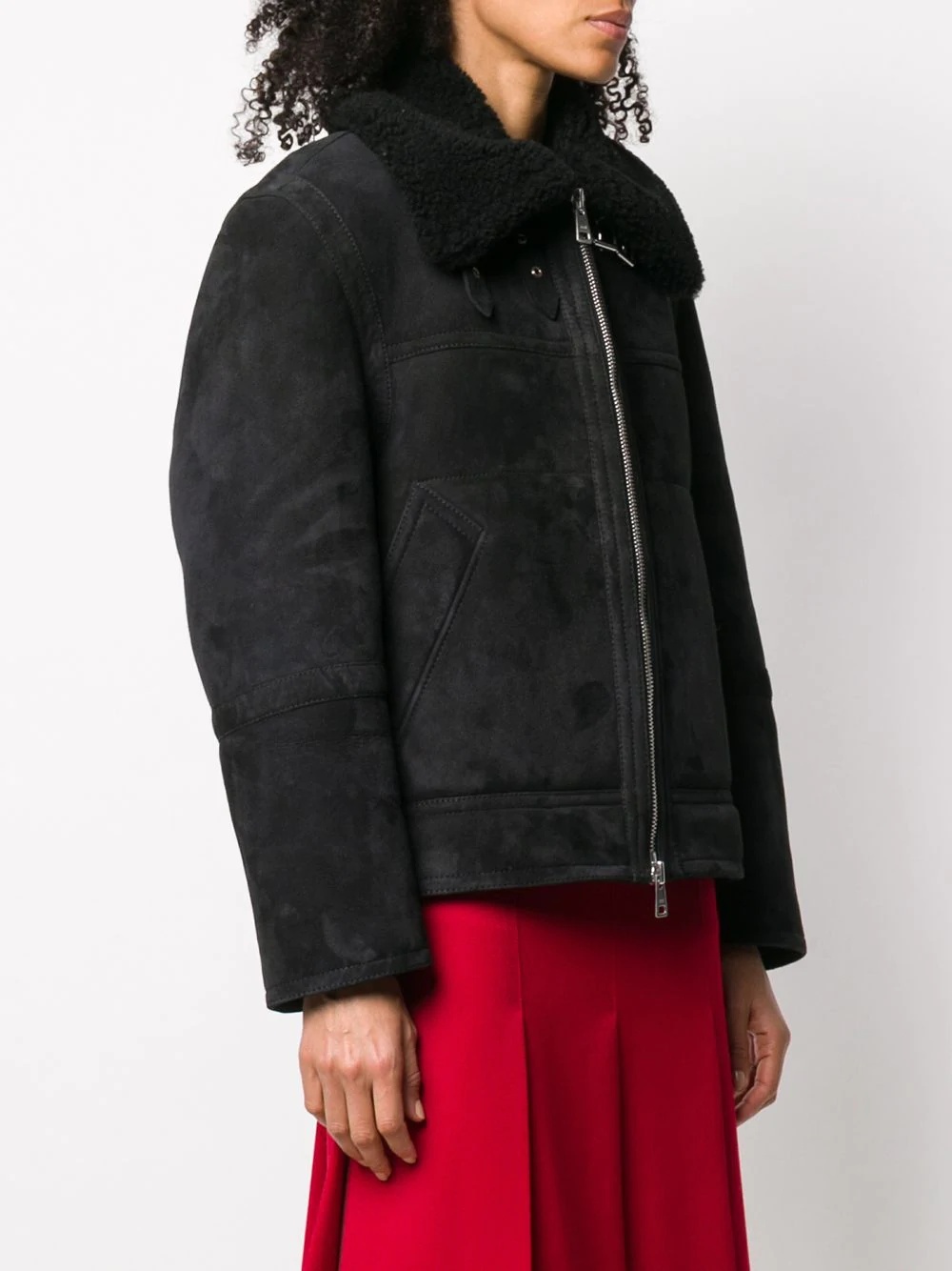 shearling zipped jacket - 3