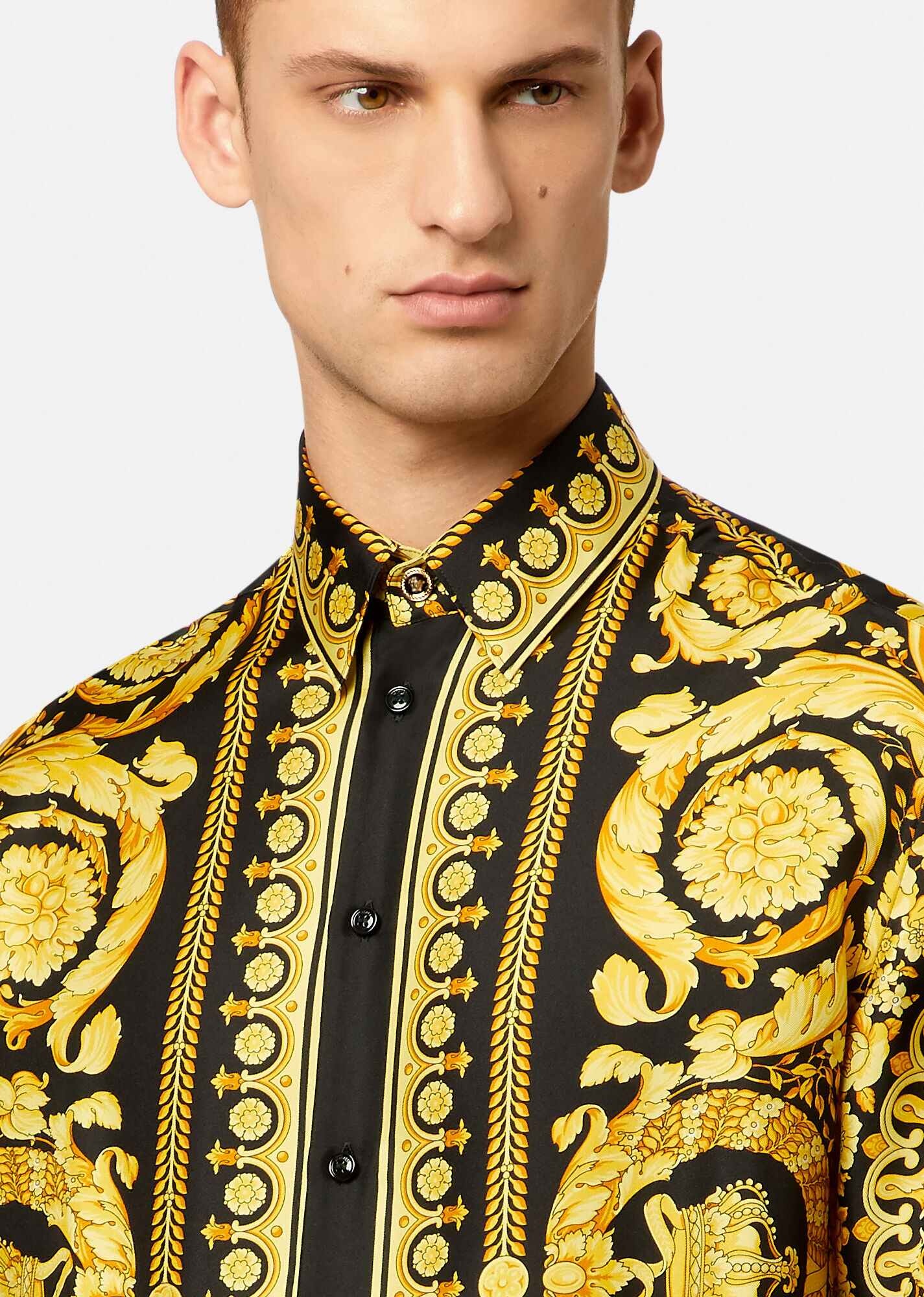 Mens Versace black Silk Barocco Pyjama Shirt