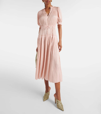 ULLA JOHNSON Astrid plissé satin midi dress outlook