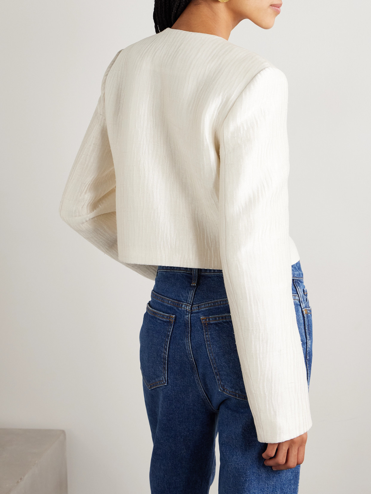 The Ryder Cropped Crinkled Silk-satin Jacket - 3