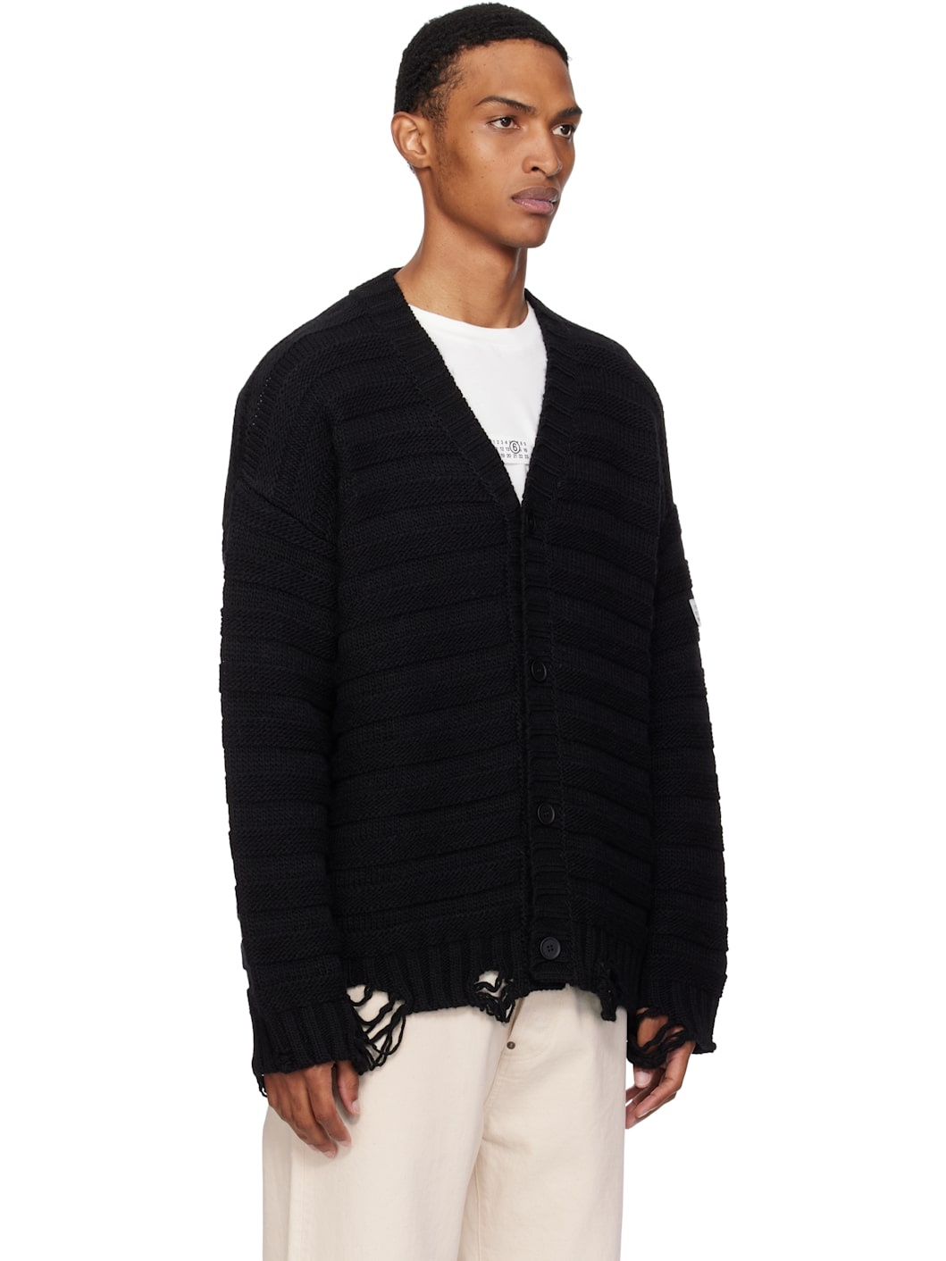 Black Rib-Knit Cardigan - 2