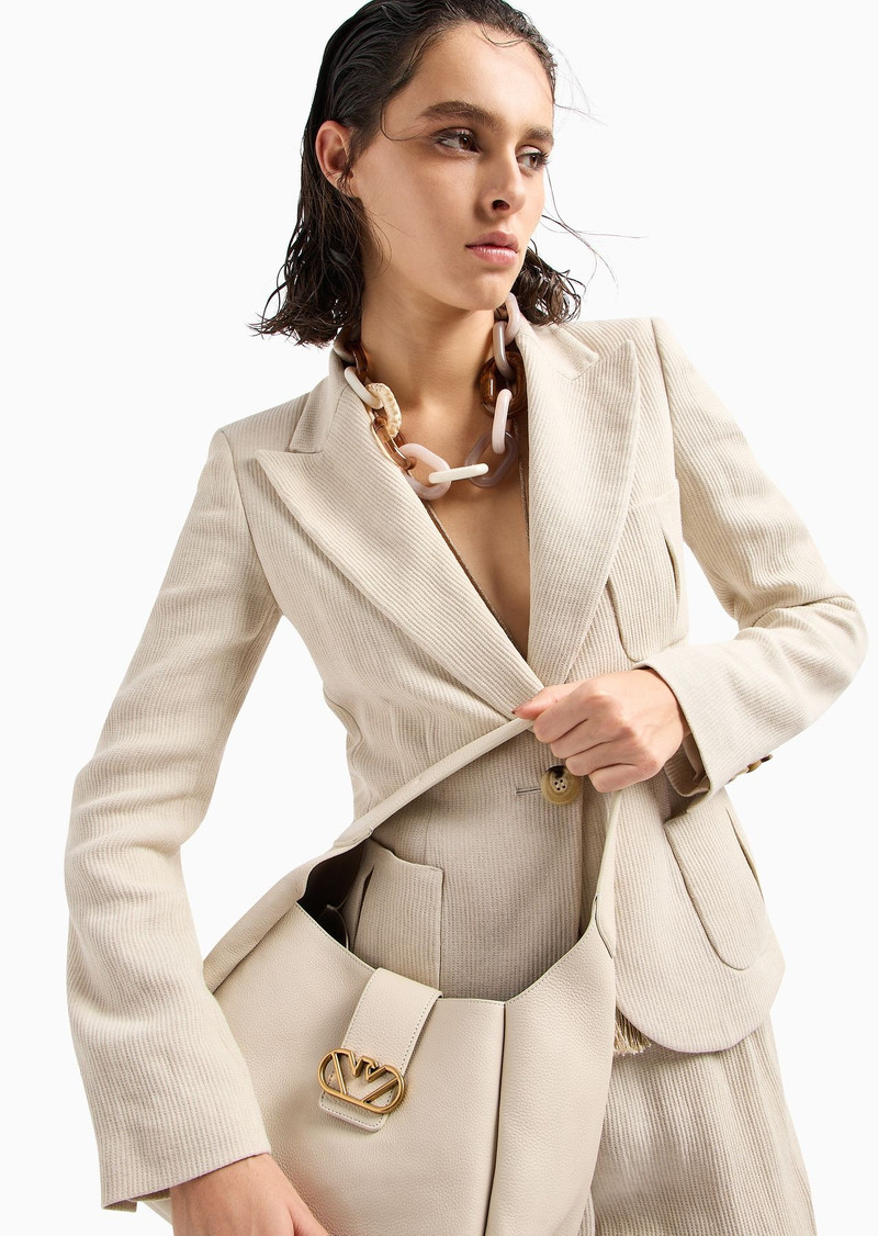 Single-breasted jacket in a linen-blend armure crêpe 5