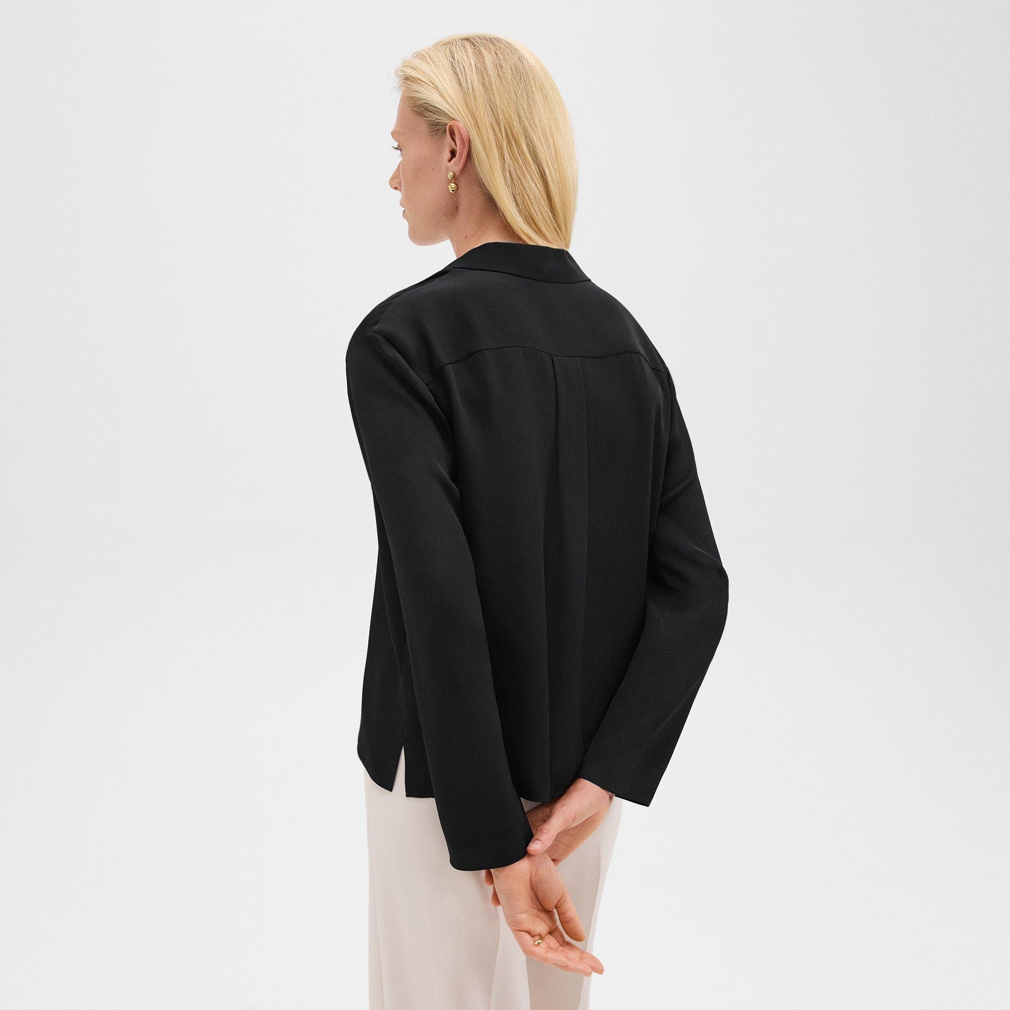 Notched Lapel Blouse in Silk Georgette - 4