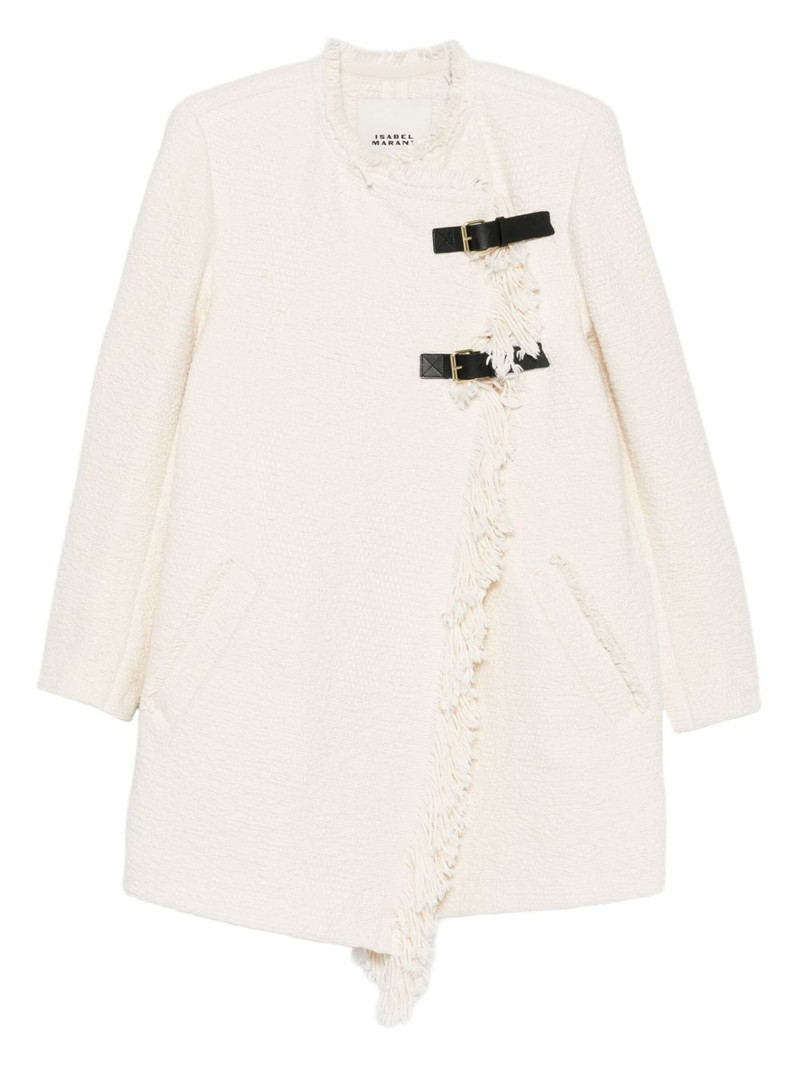Garmia fringed buckle-fastening coat 1