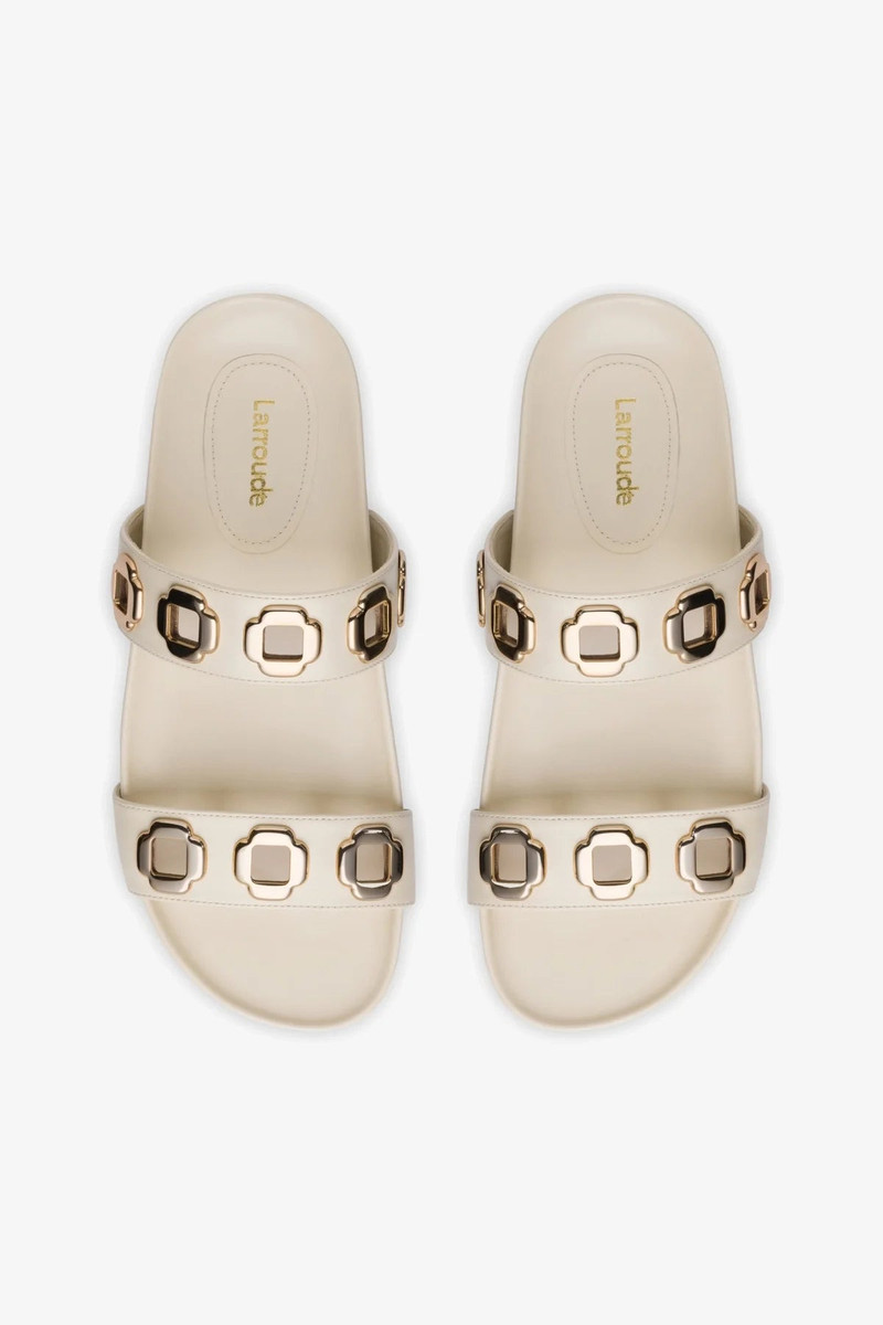 Milan Slide In Ivory Leather 7