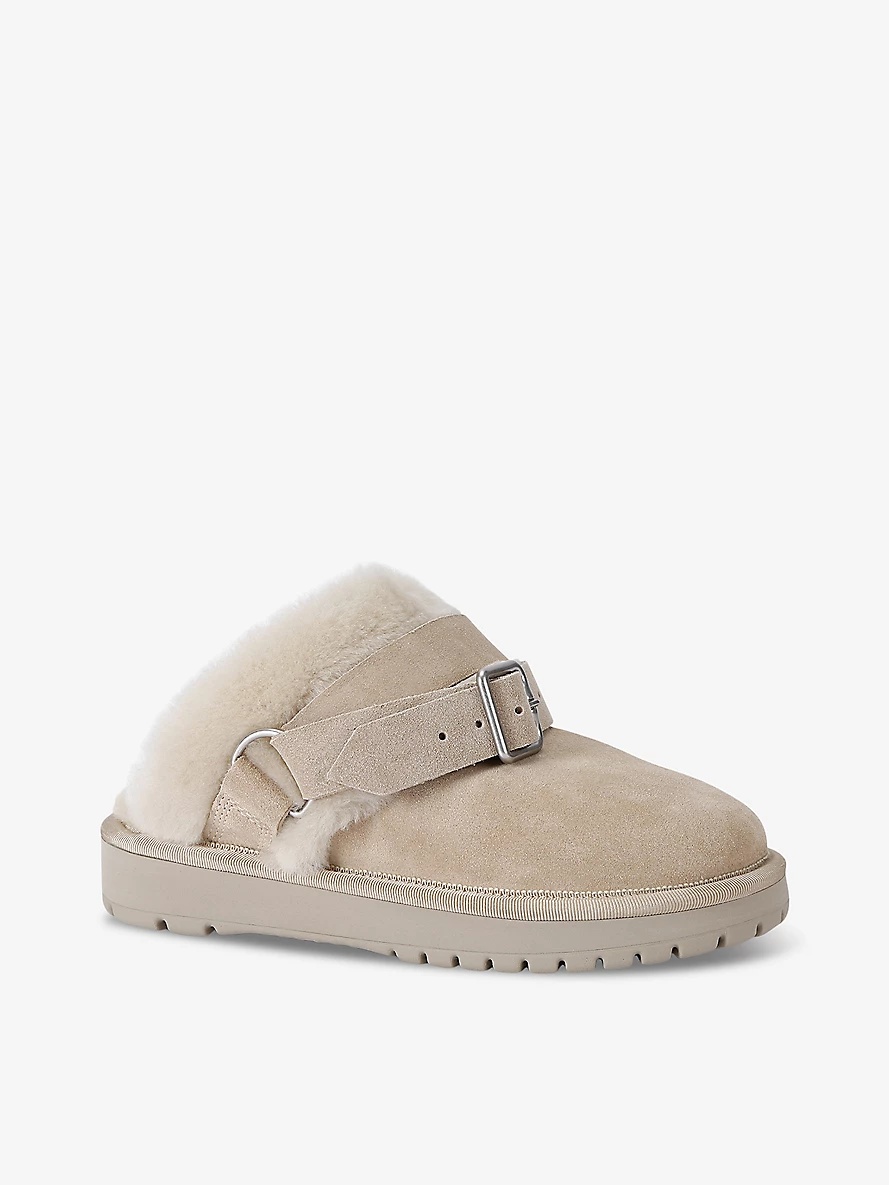 Snug Low buckled sheepskin mules - 3