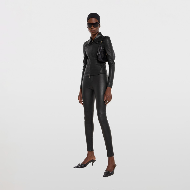 GUCCI Bonded leather with stretch cotton leggings outlook