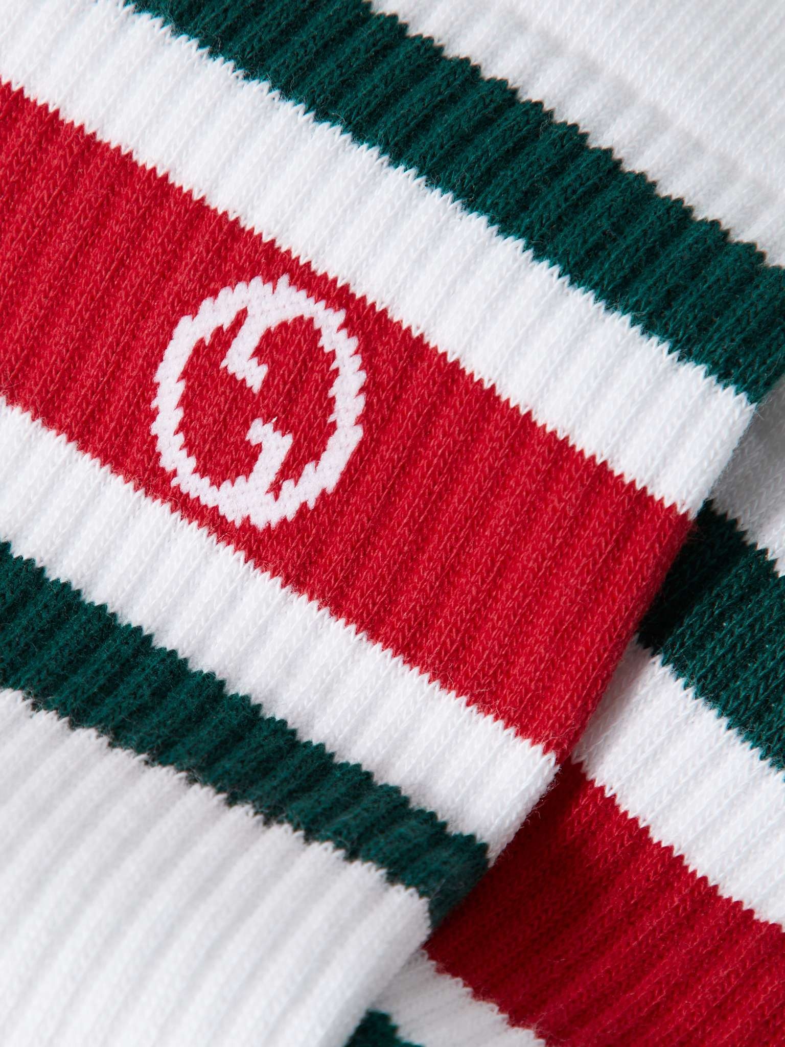Logo-Intarsia Striped Ribbed Cotton-Blend Socks - 2