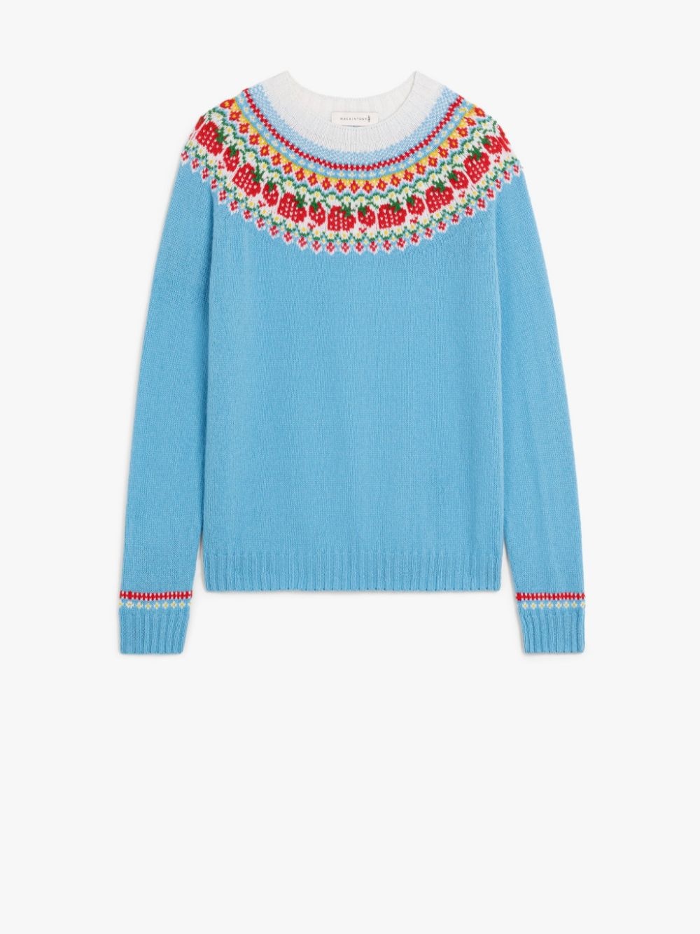 KELSI BLUE WOOL FAIR ISLE CREWNEK SWEATER - 1