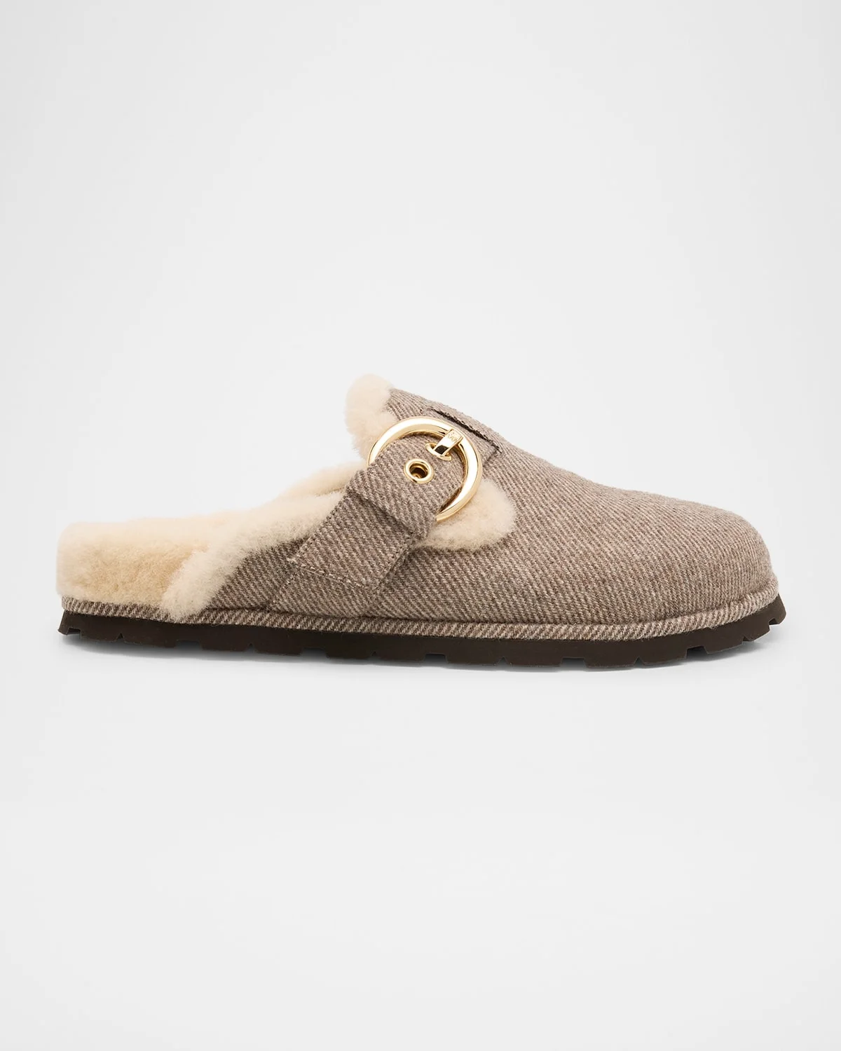 Chrystie Shearling-Lined Twill Mules - 1