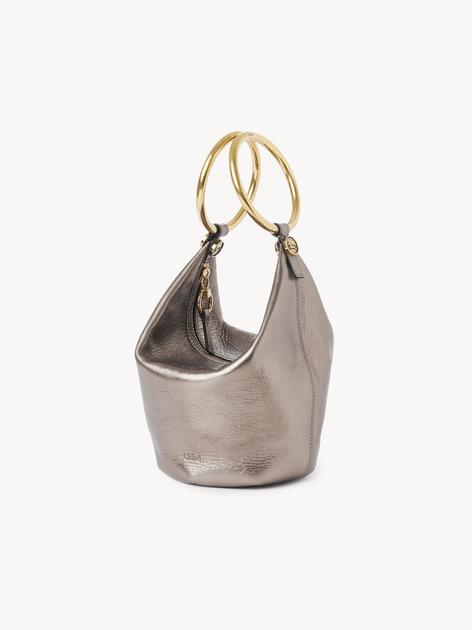 SMALL BRACELET HANDBAG IN METALLIZED LEATHER - 3