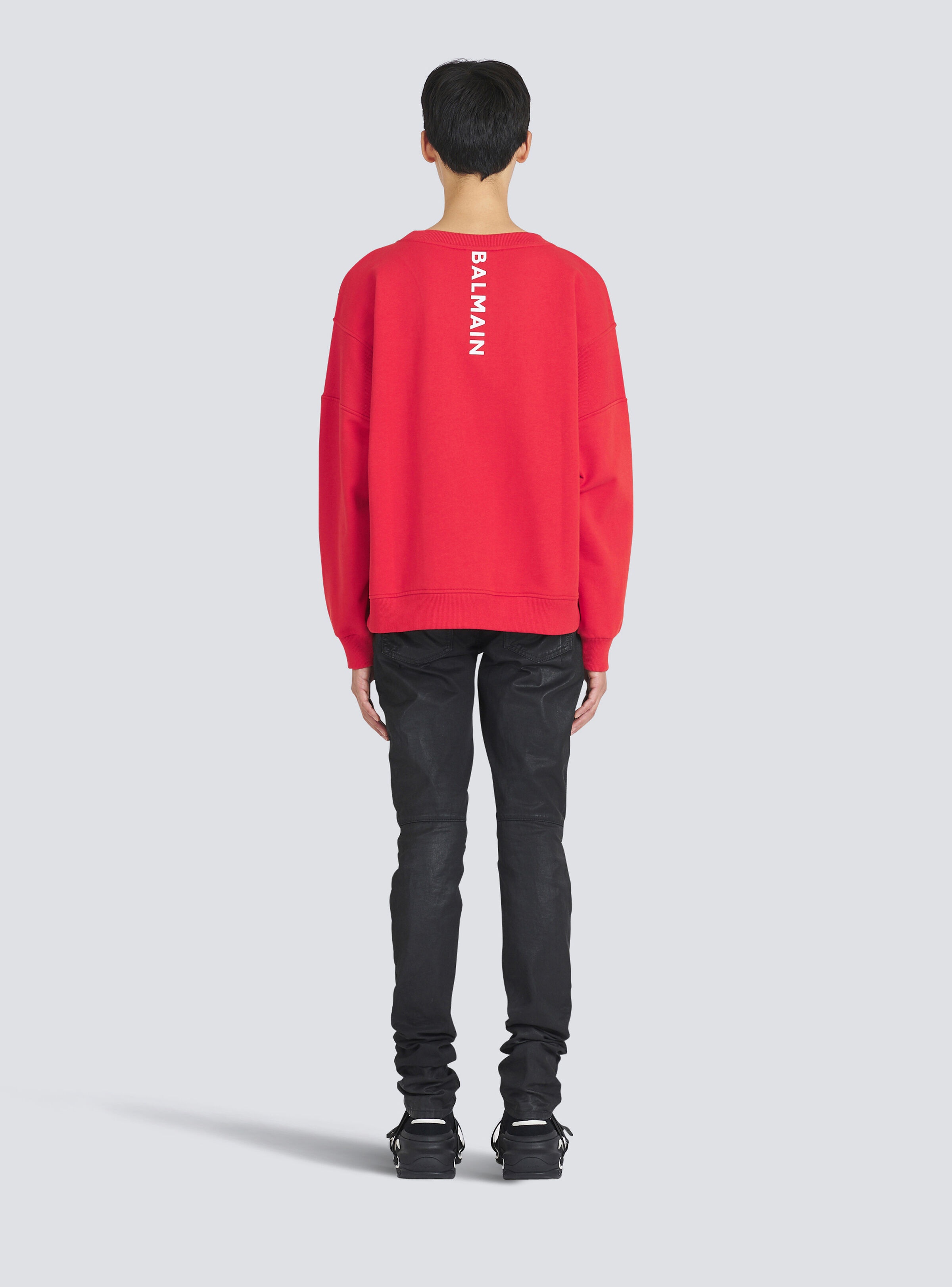 Eco-designed cotton sweatshirt with Balmain logo print - 4
