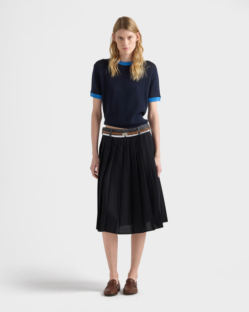 Prada Pleated rush stitch midi skirt outlook