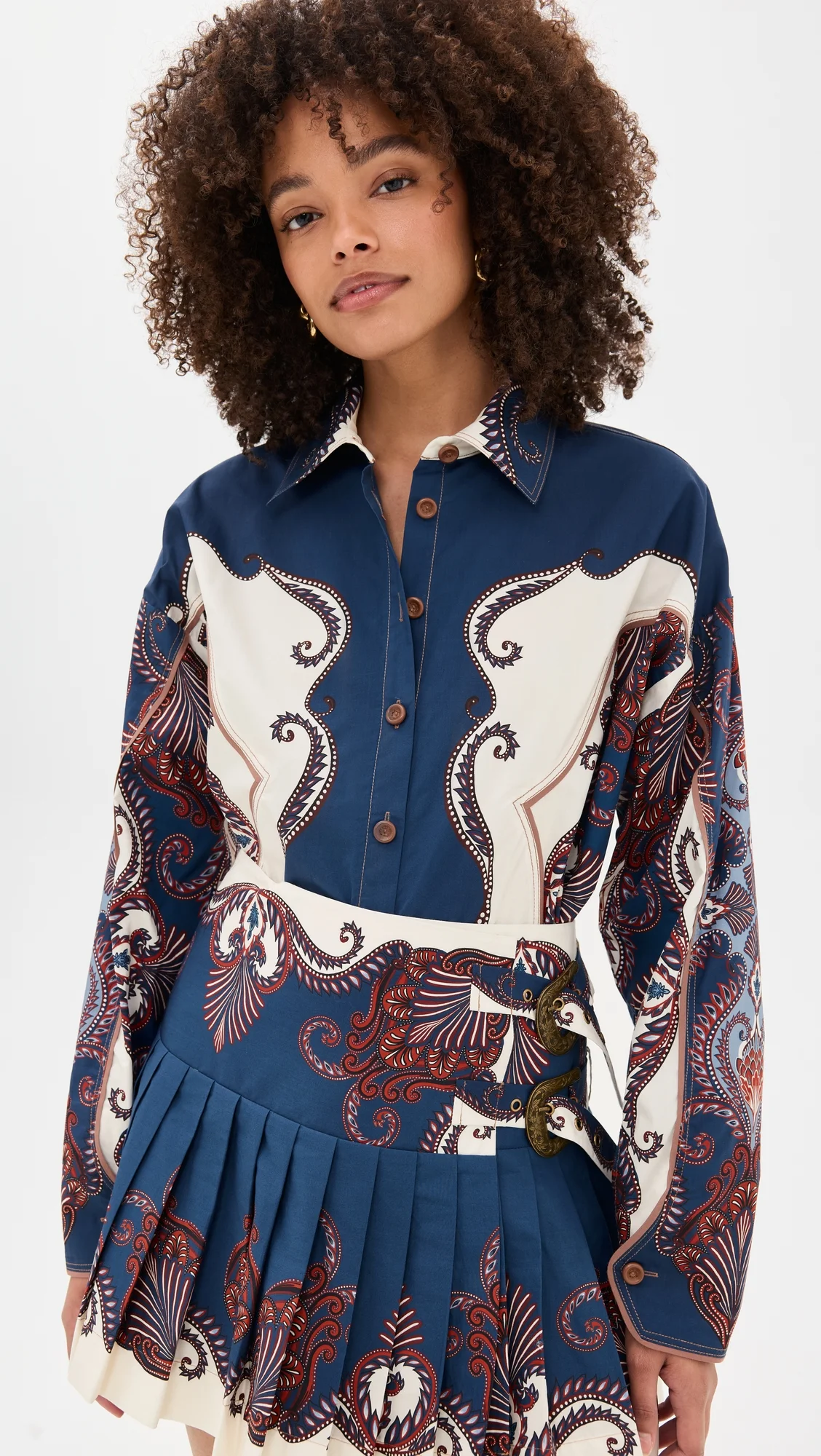 Arabesque Scarf Sand Long Sleeve Shirt - 1