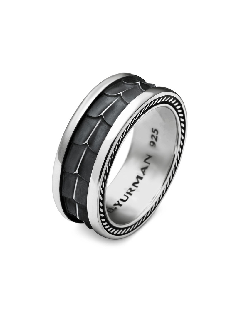 Men's Armory Band Ring in Sterling Silver, 9MM - Gunmetal 3