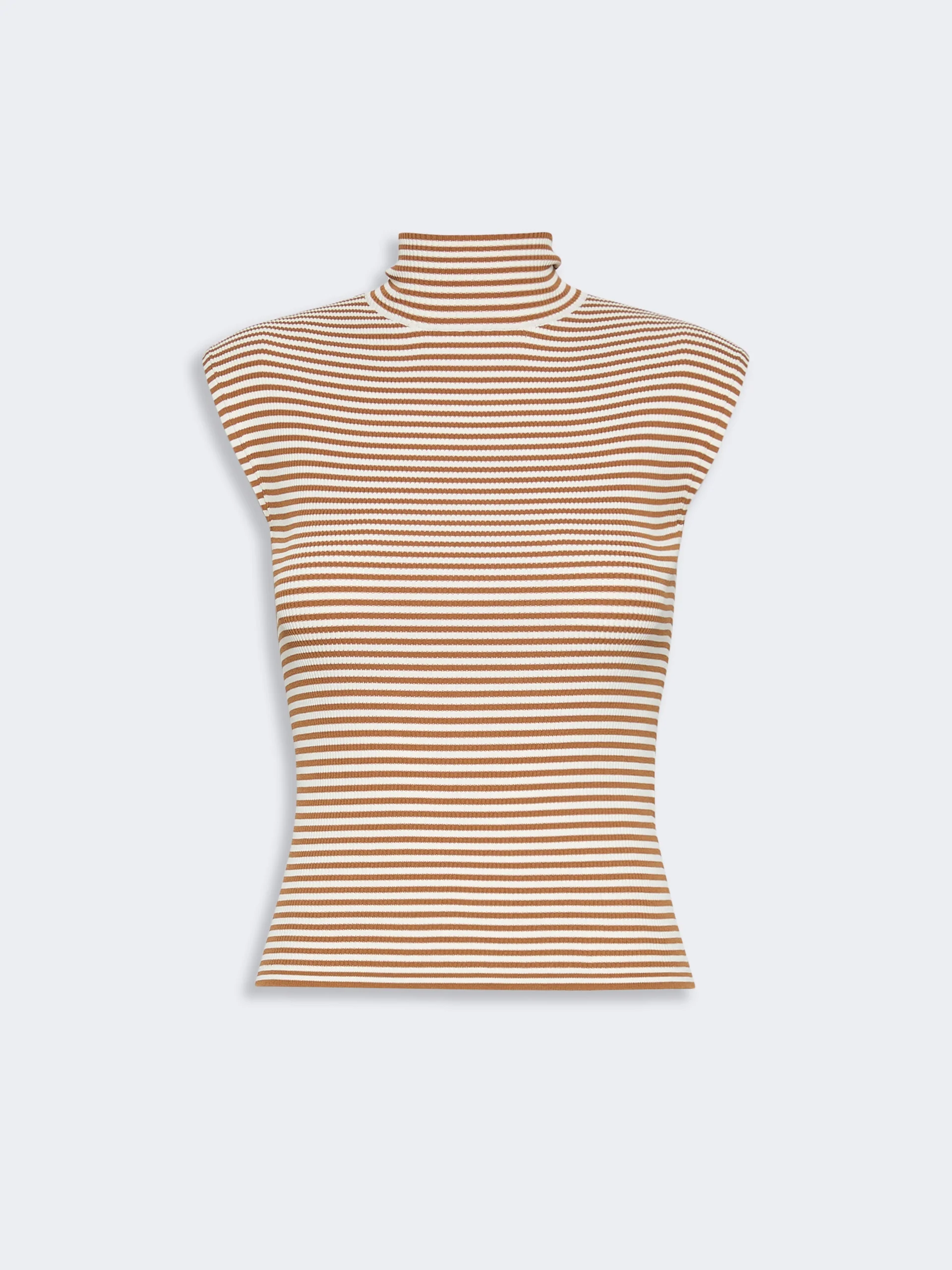 PEPATO Sleeveless viscose crepe polo-neck sweater - CARAMEL - 1