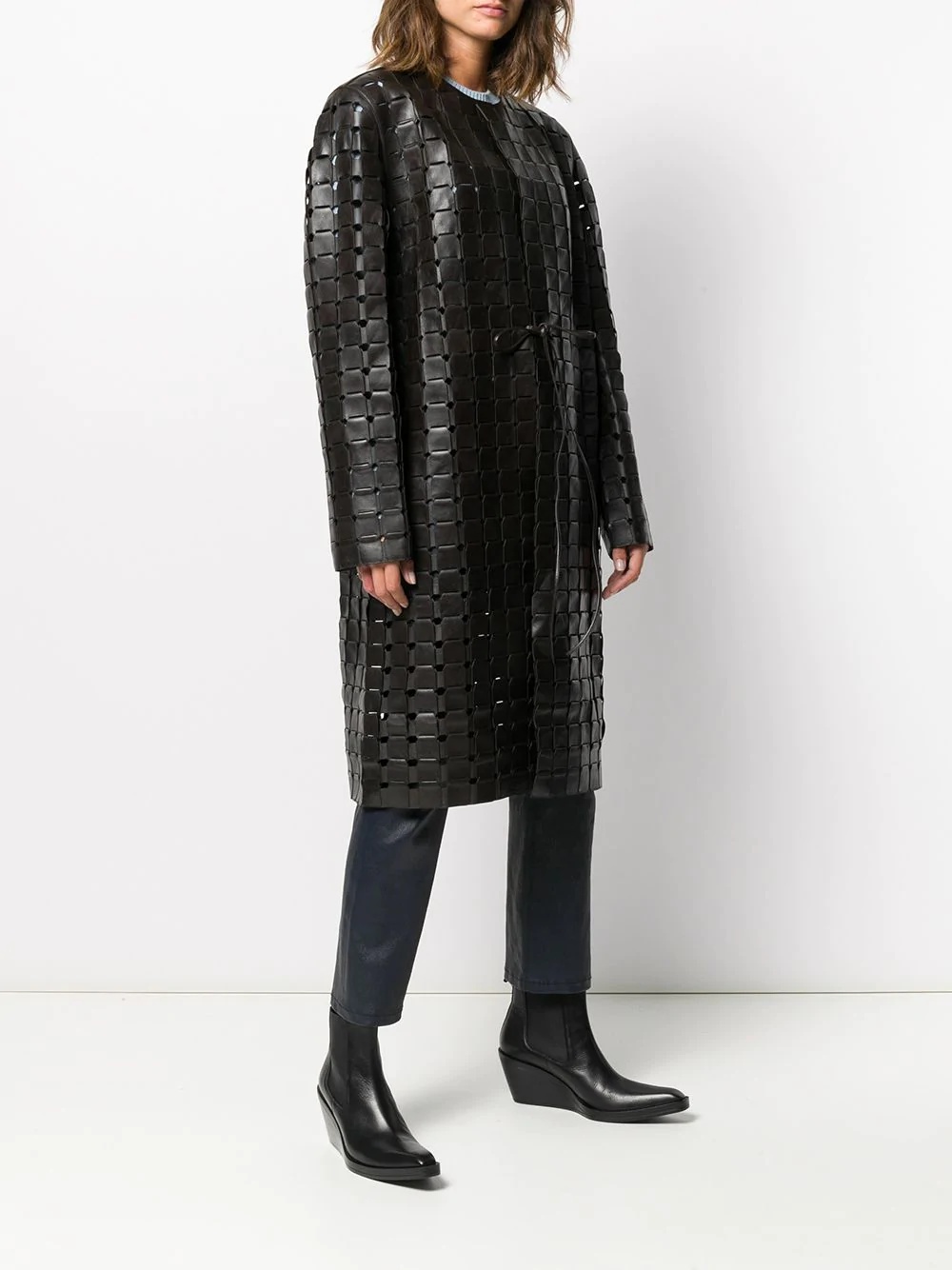 intrecciato weave coat - 3