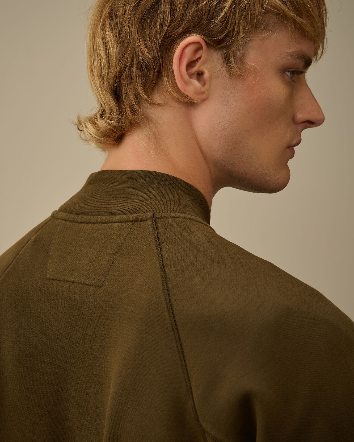 Brushed and Emerized Diagonal Fleece Bomber Full Zip Sweatshirt - 6