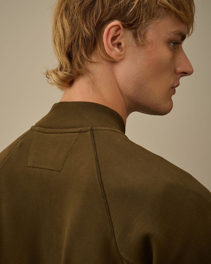 Brushed and Emerized Diagonal Fleece Bomber Full Zip Sweatshirt 6