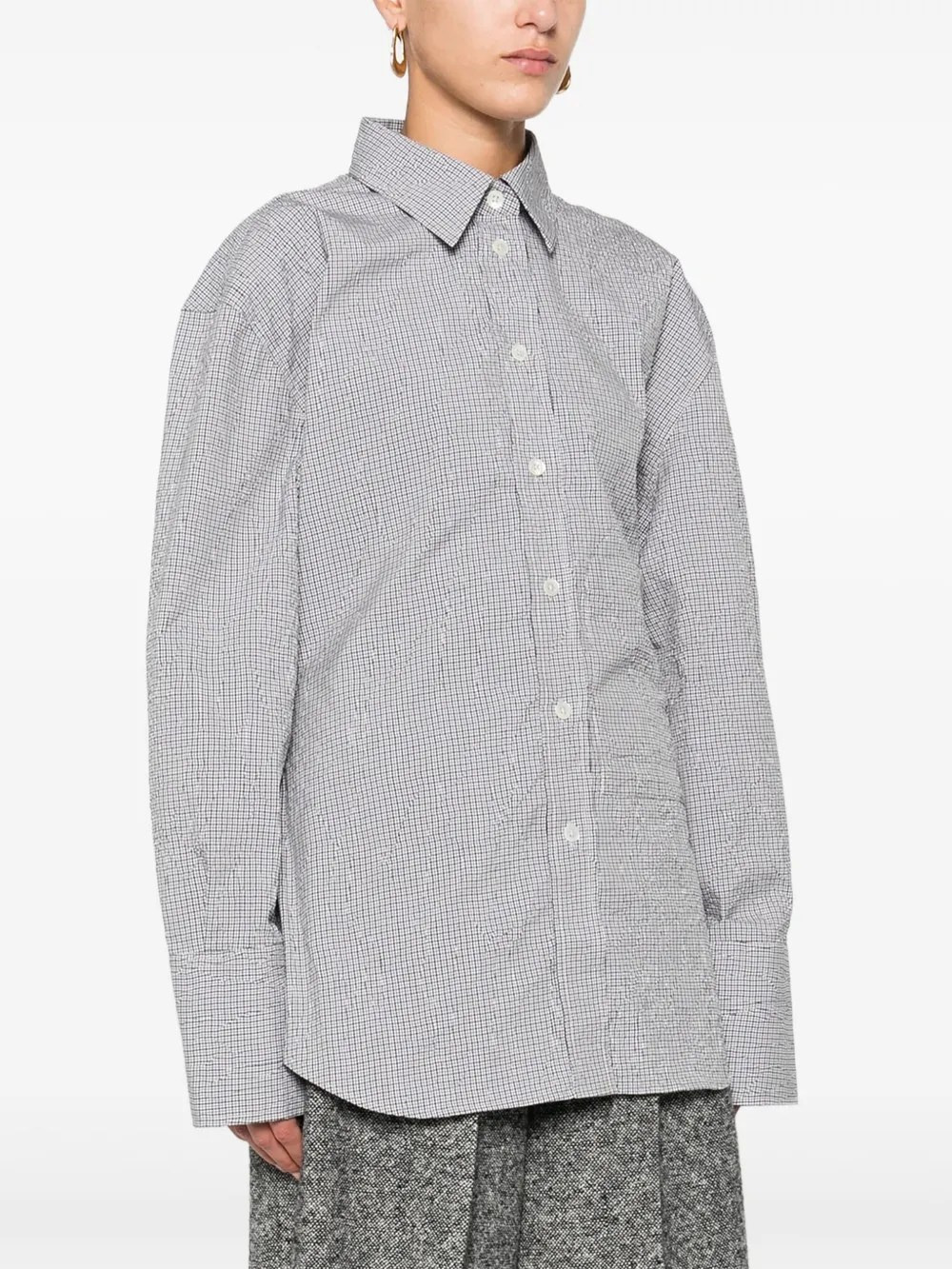 crushed checked shaped shirt - 4