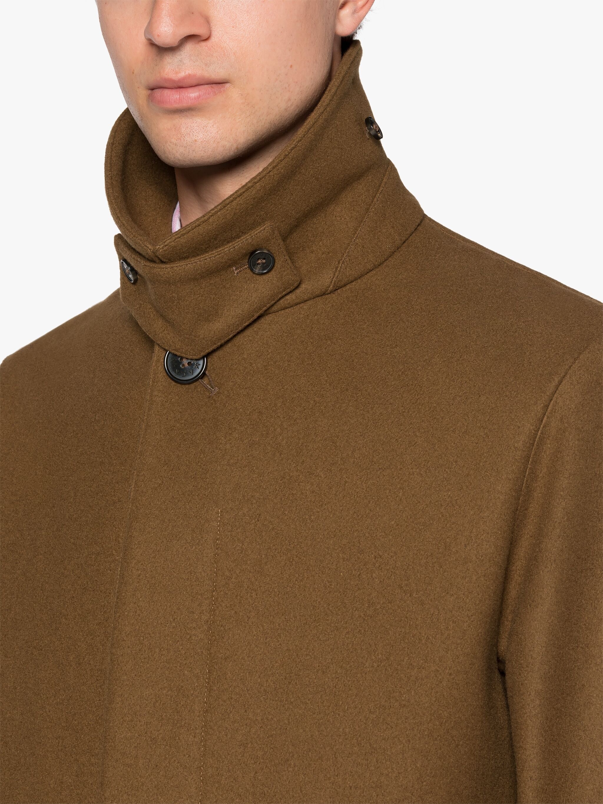 TRAVEL DARK CAMEL WOOL COAT - 5